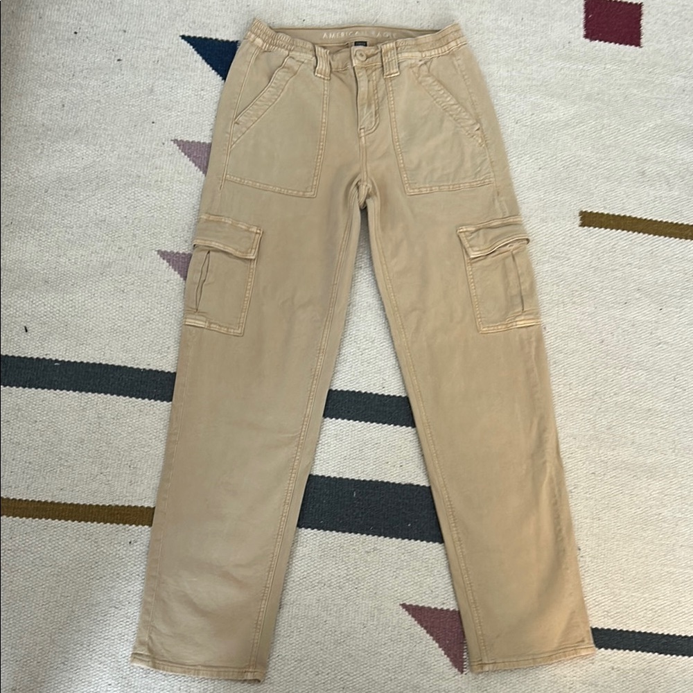 American Eagle Outfitters Tan Straight Stretch Cargo Pants